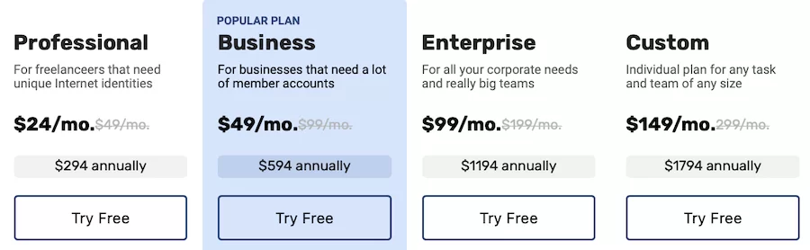 Pricing plans